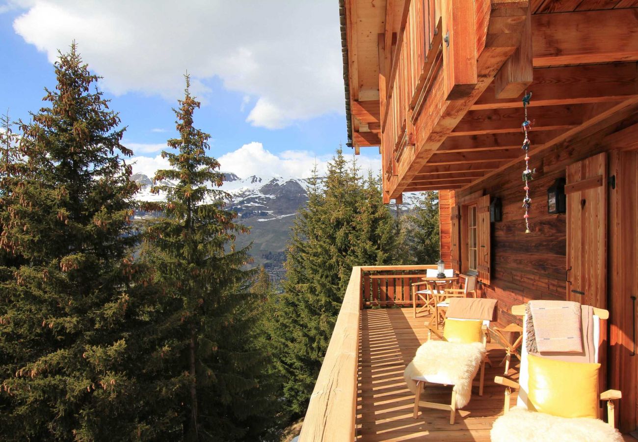Chalet Ibex - Balkon mit Liegestühlen - Verbier Location ™ chaises longues in balkon